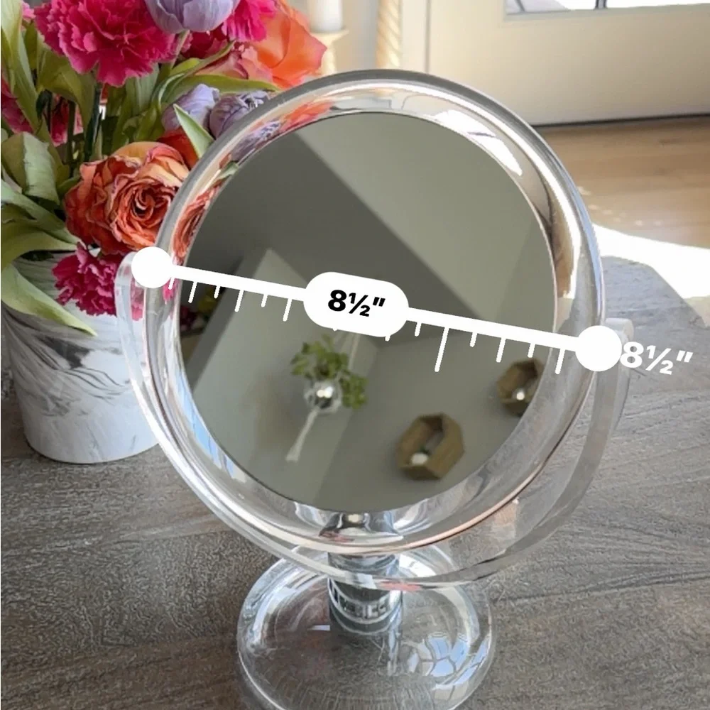 Acrylic Silver Double Sided Vanity Mirror Tabletop Makeup Magnifying Swivel